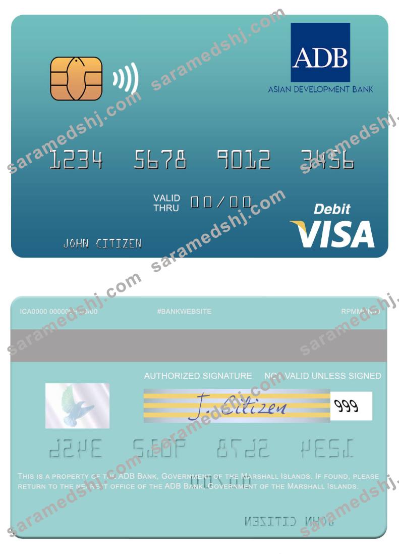 Government of the Marshall Islands ADB Bank visa debit card